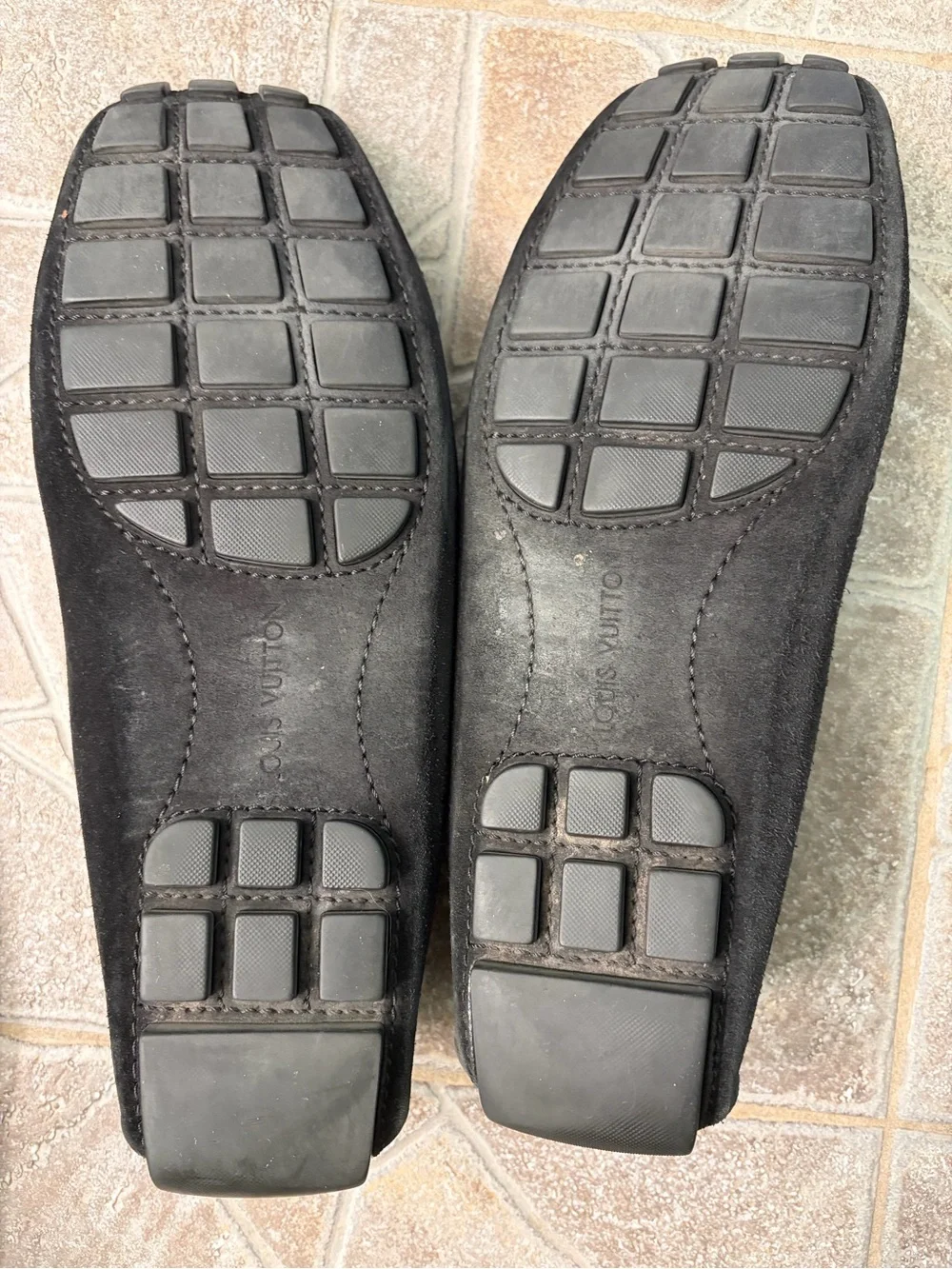 Louis Vuitton Black Suede Slip-On Loafers with LV Bit